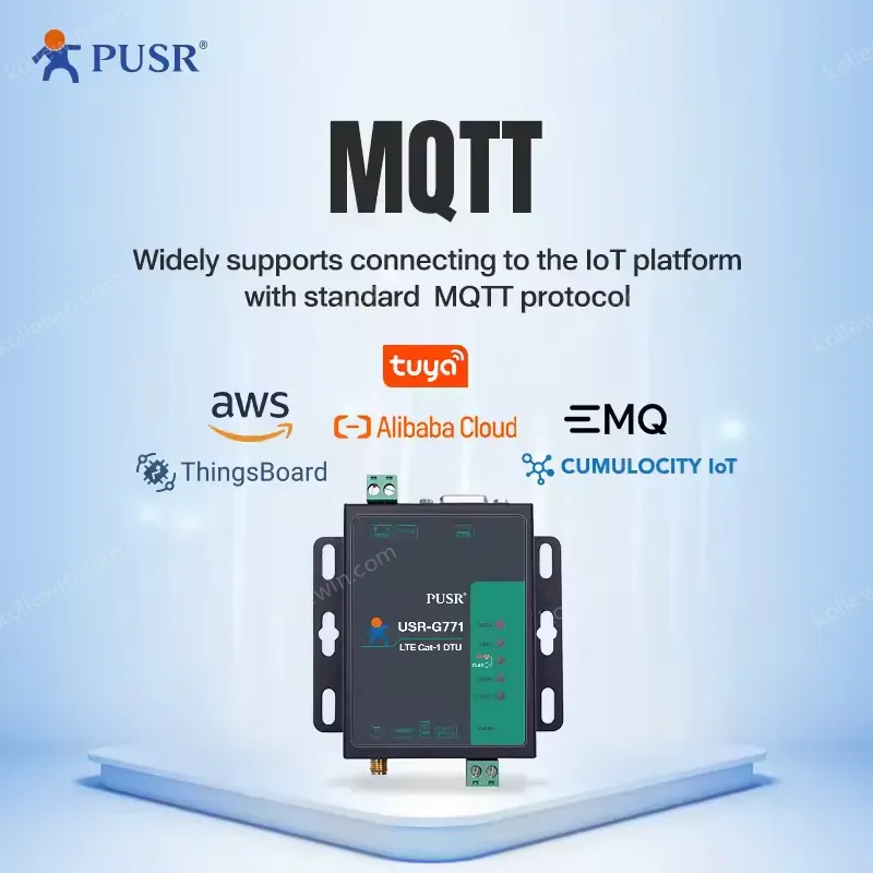 USR-G771-E LTE Europe CAT 1 Gsm Gprs Serial Cellular Modem Support RS232/RS458 Port Support MQTT IoT Platform