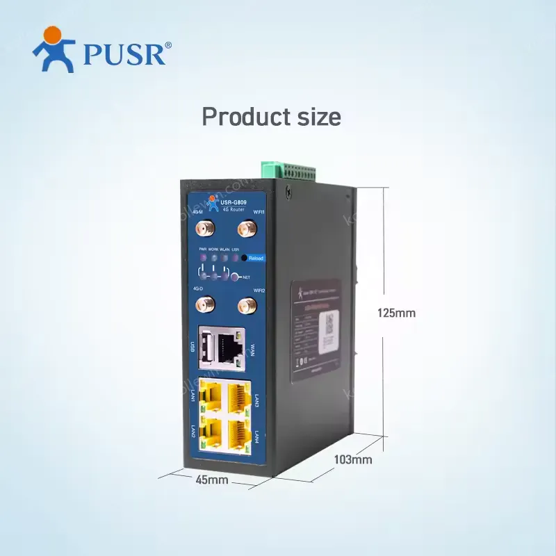USR-G809-EAU Europe & Australia 4G Industrial Cellular Router with Firewall & OpenVPN 600Mbps Wi-Fi Wireless LAN Gateway