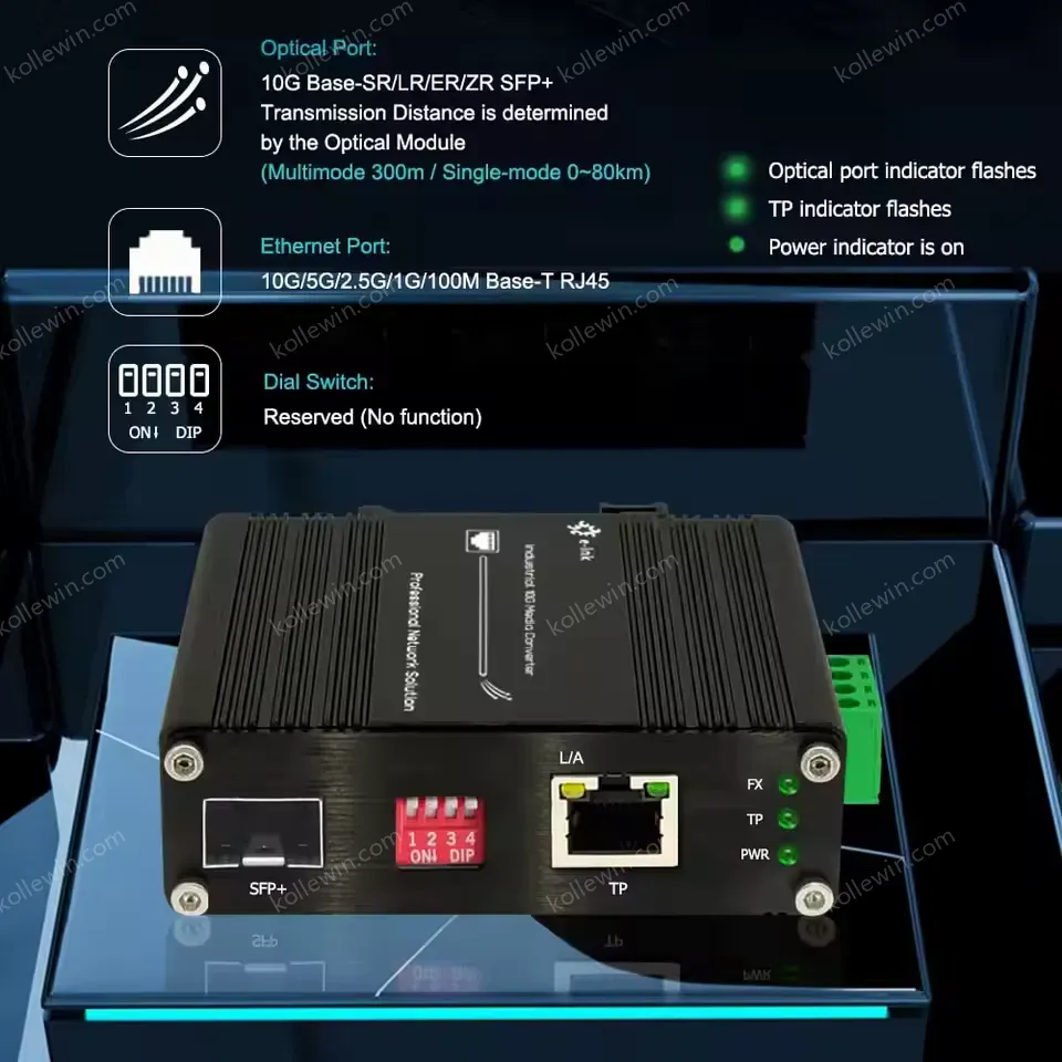 Future-Proof 10G Media Converter, Auto-Negotiation from 100M to 10G, Industrial Grade, Flexible SFP+ Module for Fiber Uplink