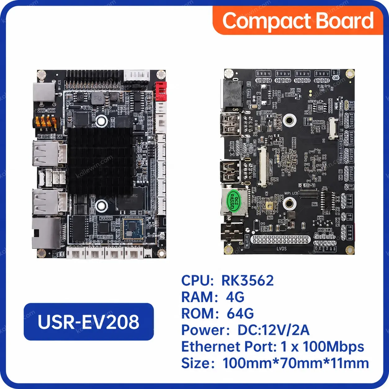 PUSR ARM Motherboard CPU Combo DDR4 Android/Debian11 Ethernet/Wifi/4G/5G CAN RS485 RS232 USB HDMI MINI PC Motherboard USR-EV