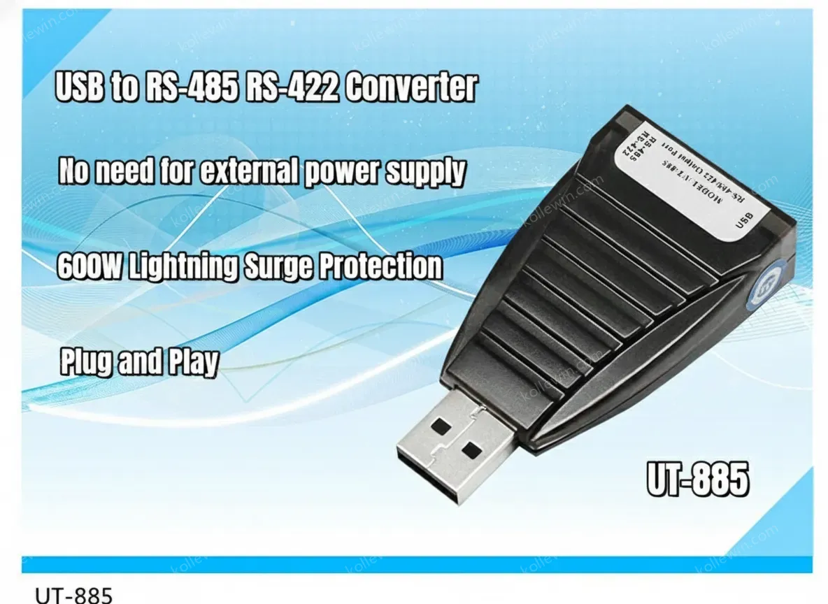 UOTEK 4.92ft USB to RS485 RS422 Cable Converter USB-A RS-422 RS-485 Adapter DB9 Connector Translucent Magnetic Ring UT-850N