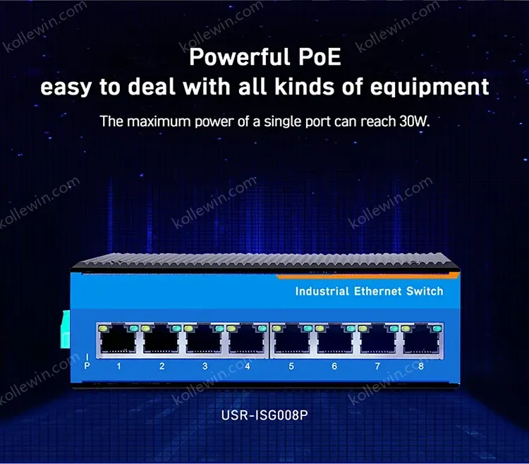 PUSR Industrial GIgabit Ethernet Switch With 10/100/1000Mbps 5/8/16 RJ45 POE+ Ports USR-ISG
