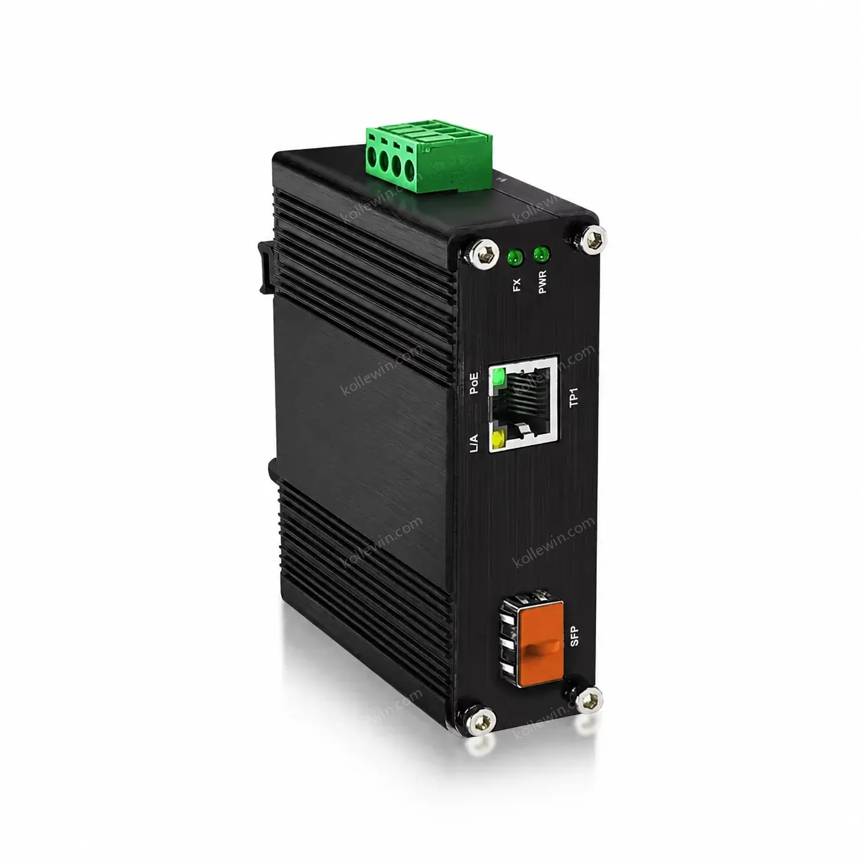 Industrial Fiber Media Converter, RJ45 to 100/1000M SFP Slot, -40°C to 75°C, DIN Rail, Ultra Low Power (<3W), Non-PoE