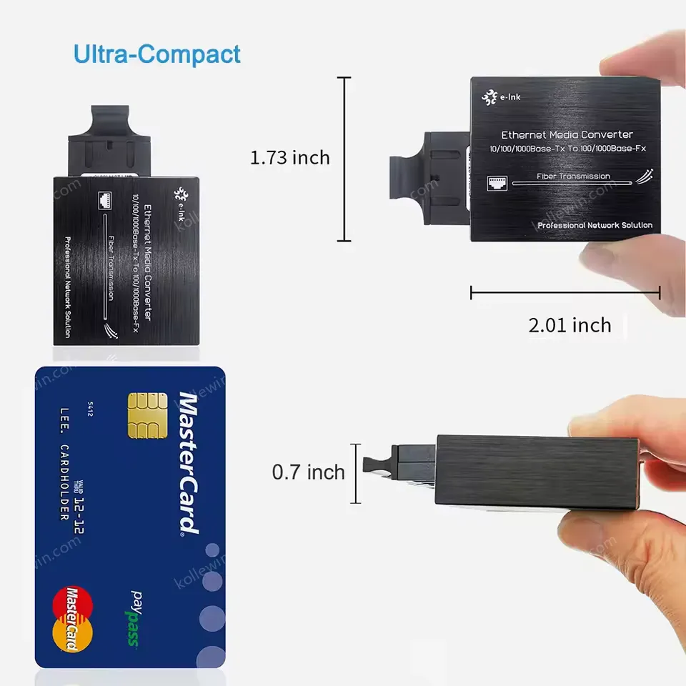 Mini Size Gigabit Ethernet Fiber Media Converter 10 100 1000M Single Mode or Multi Mode Dual Fiber SC Port