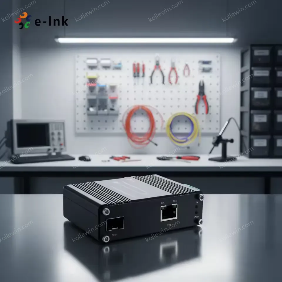 Elink Mini Industrial 100/1000BASE-X SFP to 10/100/1000BASE-T 30W PoE+ Media Converter LNK-IMC3012P-SFP