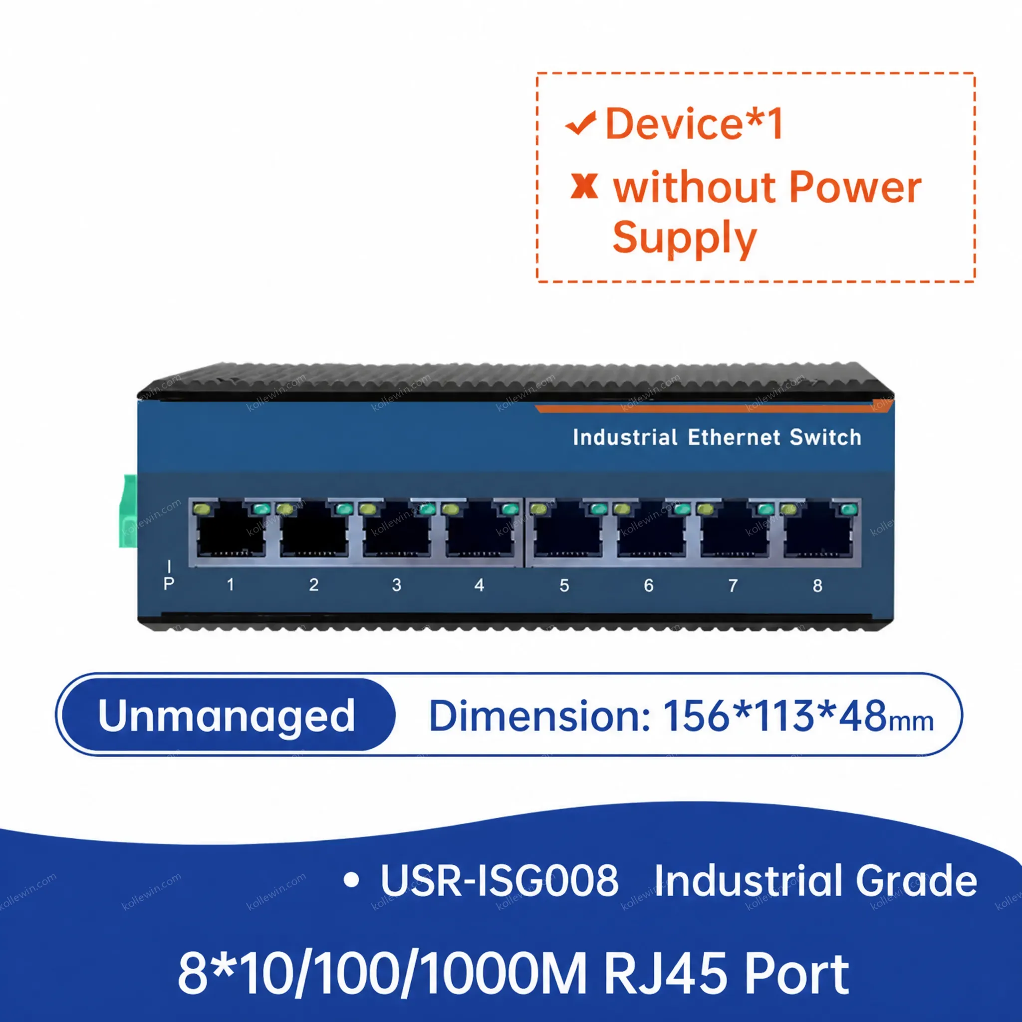 PUSR Industrial Gigabit Ethernet Switch With 10/100/1000Mbps 5/8 RJ45 Ports POE+ Plug and Play USR-ISG