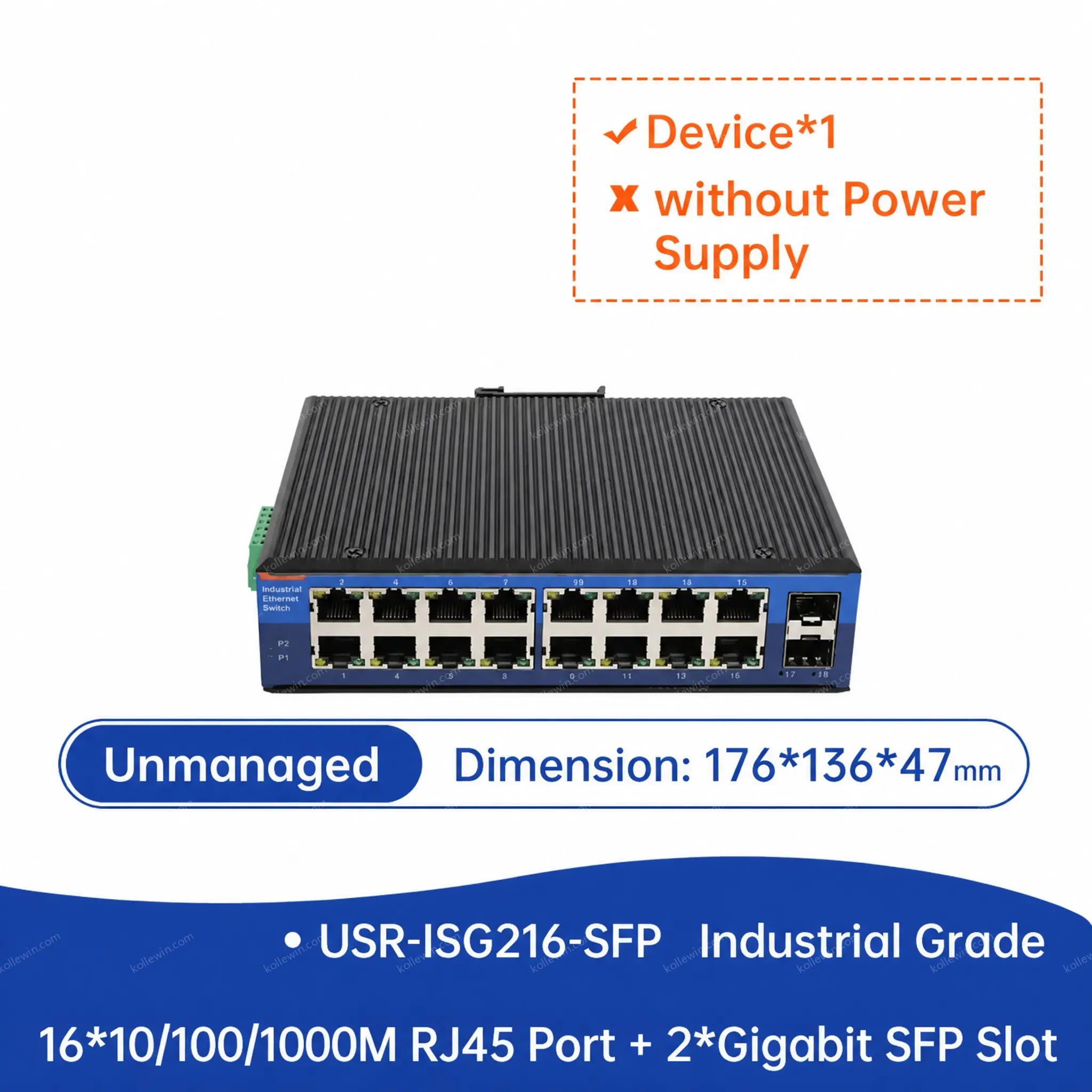 PUSR 2 SFP 5/8 RJ45 Ports 10/100/1000Mbps Gigabit Industrial Ethernet Switch with QoS USR-2SFP Series