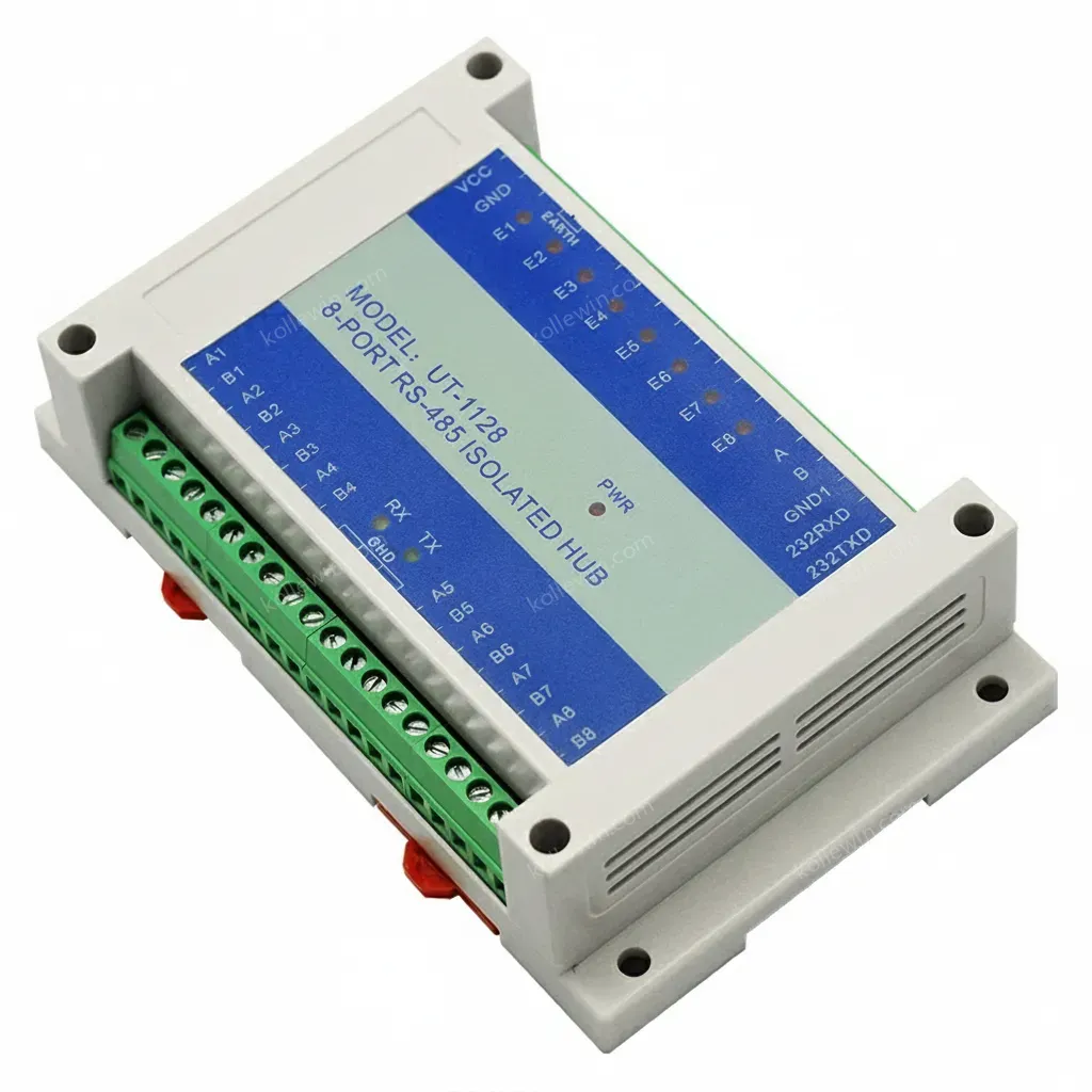 UOTEK Industrial RS232 RS-232 RS-485 to 8 Ports RS485 Serial HUB RS485 Optoelectronic Isolation ESD Anti Surge Adapter UT-1128