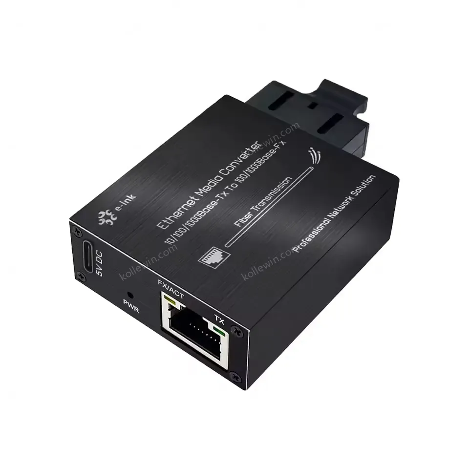 E-link LNK-M3011 Micro Type 10/100/1000Mbps Gigabit Ethernet Media Converter SC Fiber RJ45 Adapter Metal Housing Office