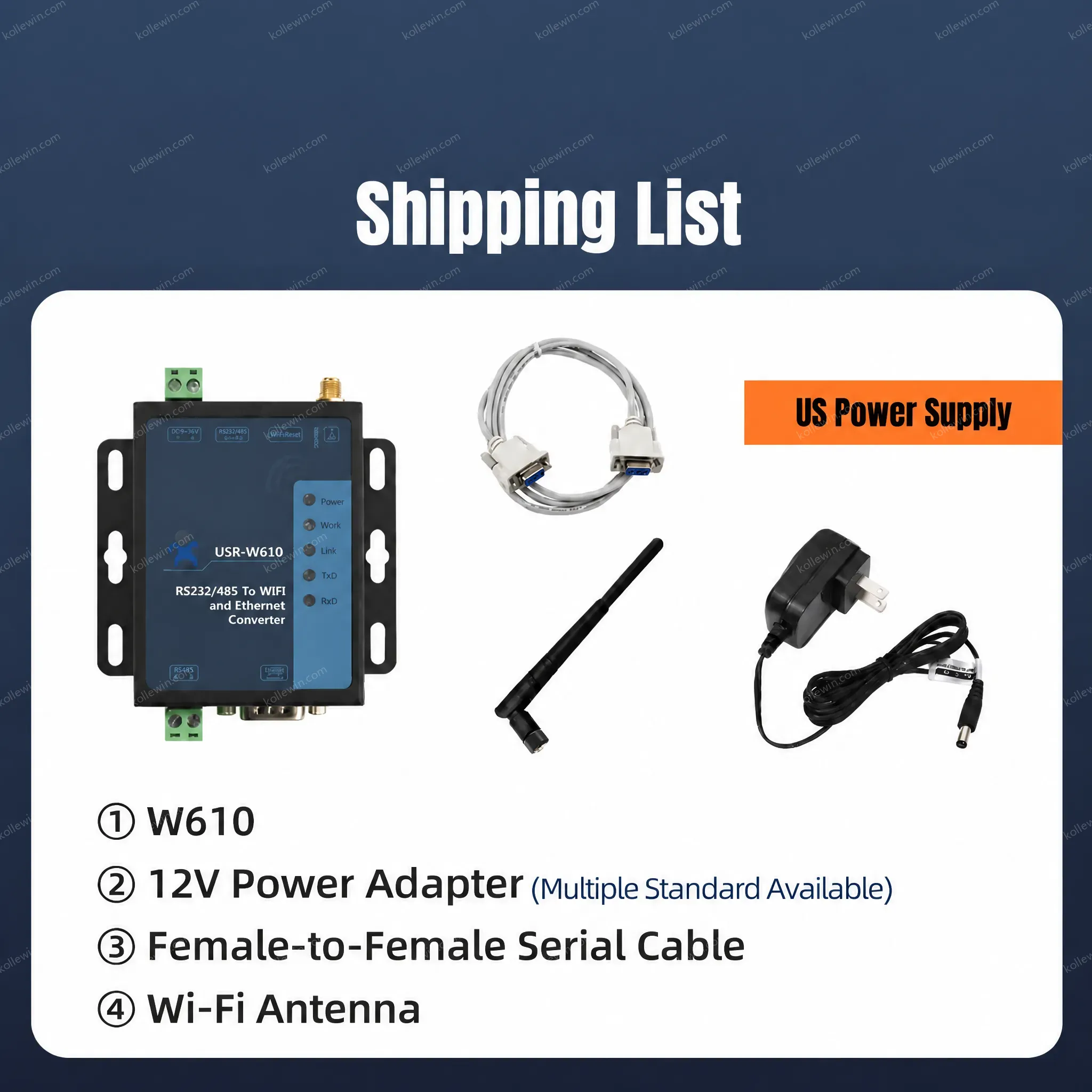 USR-W610 Industrial RS232 RS485 Serial to WiFi Ethernet Converter Modbus RTU to TCP Gateway WiFi to Ethernet Server