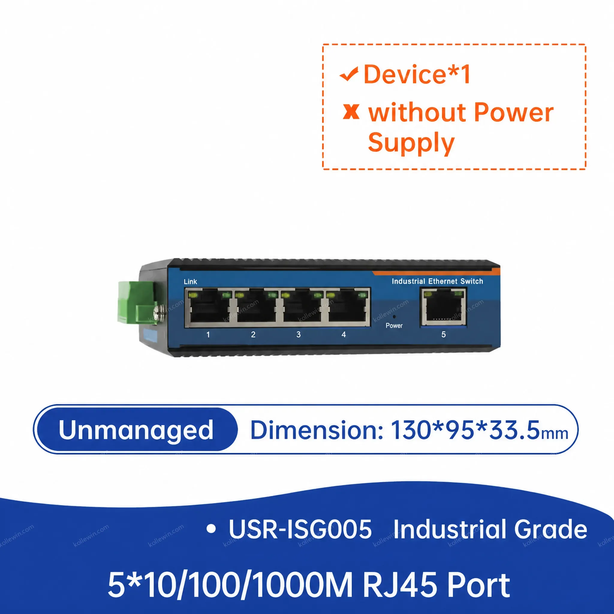 PUSR Industrial Gigabit Ethernet Switch With 10/100/1000Mbps 5/8 RJ45 Ports POE+ Plug and Play USR-ISG