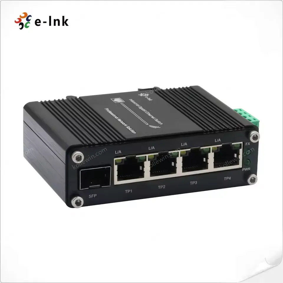 Mini Industrial 4-Port 10/100/1000T + 1-Port 100/1000X SFP Gigabit Ethernet Switch
