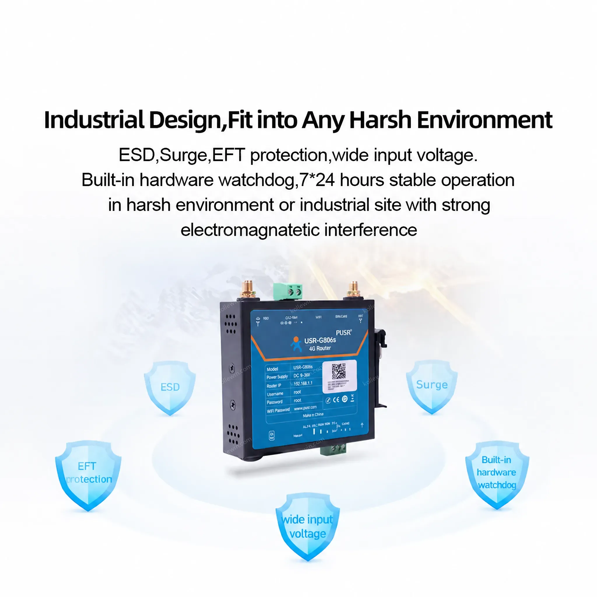 USR-G806s-EAU Outdoor WiFi Industrial 4G LTE Dual-Band Router Firewall Data Security VPN PPTP L2TP IPSec Enhanced OPENVPN GRE