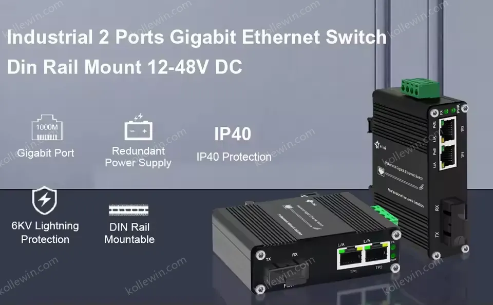 Mini Industrial 100/1000BASE-X SFP to Gigabit 60W PoE+ Full-Duplex/Half-Duplex Media Converter for Networking